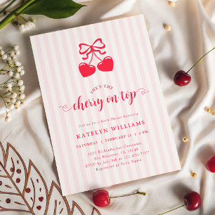 Coquette Cherry On Top Baby Shower Invitation
