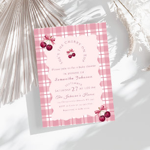 Coquette Cherry On Top Baby Shower Invitation