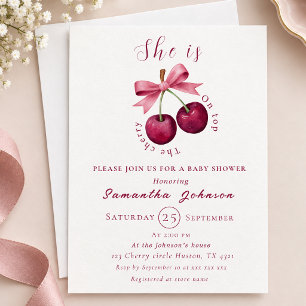 Coquette Cherry On Top Baby Shower Invitation