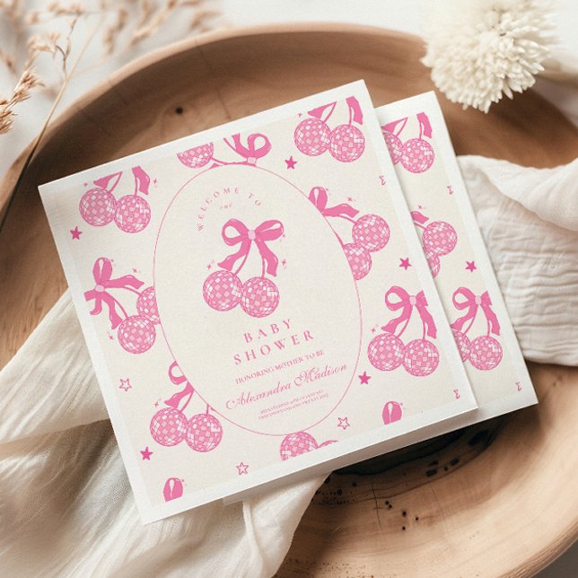 Coquette Cherry on Top Baby Shower Napkin (Creator Uploaded)