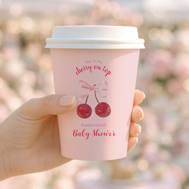 Coquette Cherry on Top Baby Shower Paper Cups (Creator Uploaded)
