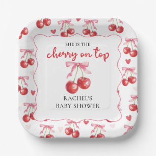 Coquette Cherry on Top Baby Shower Paper Plates