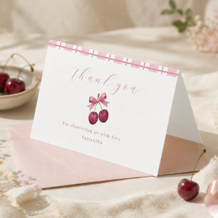 Coquette Cherry On Top Baby Shower thank you card