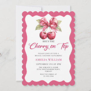 Coquette Cherry on Top Bridal Shower Invitation