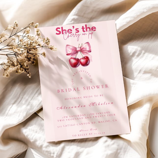 Coquette Cherry On Top Bridal Shower Invitation (Creator Uploaded)