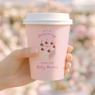 Coquette Cherry on Top Cake Baby Shower Paper Cups