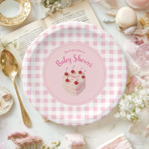 Coquette Cherry on Top Cake Baby Shower Paper Plate
