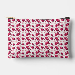 Coquette Cherry Pattern Pink Bow Aesthetic  Accessory Pouch