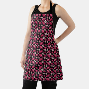 Coquette Cherry Pattern Pink Bow Aesthetic Apron