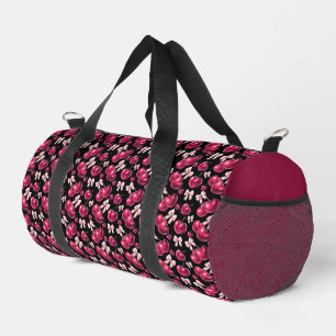 Coquette Cherry Pattern Pink Bow Aesthetic  Duffle Bag