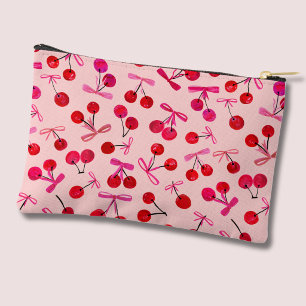 Coquette Cherry & Pink Bow pattern Accessory Pouch