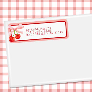 Coquette Cherry Pink & Red Return Address