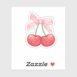 Coquette Cherry Pink Sticker, Girly Sticker