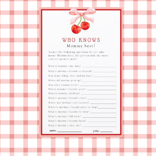 Coquette Cherry Who Knows Baby Shower Game