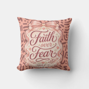 Coquette Christian Pink Bow Bedroom Gift for Her Cushion