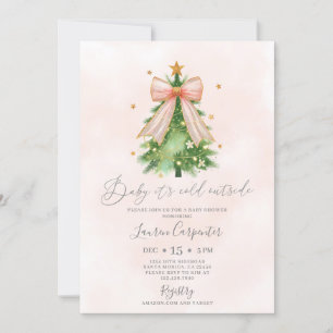 Coquette Christmas Baby Shower Girl Invitation