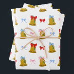Coquette Christmas Bells and Bows Classic Wrapping Paper Sheet<br><div class="desc">Celebrate a coquette Christmas this season with right and cheery Christmas print for your Beaus and Belles. Originally designed for my youngest daughter's Christmas print, these Bows and Belles for Beaus and Belles evoke a classic Christmas Cheer! Perfect for wrapping gifts and also as background for your memory keeping and...</div>