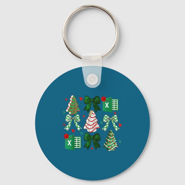 Coquette Christmas Cakes Spreadsheets Accountant Key Ring (Front)