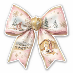 Coquette Christmas Nativity Bow 