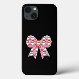 Coquette Christmas Pink Bow Santa Vintage Retro iPhone 13 Case