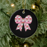 Coquette Christmas Pink Bow Santa Vintage Retro  Ceramic Tree Decoration<br><div class="desc">Coquette Christmas Pink Bow Santa Vintage Retro Xmas</div>
