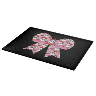 Coquette Christmas Pink Bow Santa Vintage Retro Cutting Board