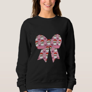 Coquette Christmas Pink Bow Santa Vintage Retro Sweatshirt