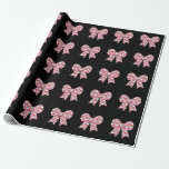 Coquette Christmas Pink Bow Santa Vintage Retro  Wrapping Paper<br><div class="desc">Coquette Christmas Pink Bow Santa Vintage Retro Xmas</div>