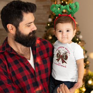 Coquette Christmas Plaid Reindeer Ready Bow Toddler T-Shirt