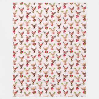 Coquette Christmas Preppy Reindeer Fleece Blanket