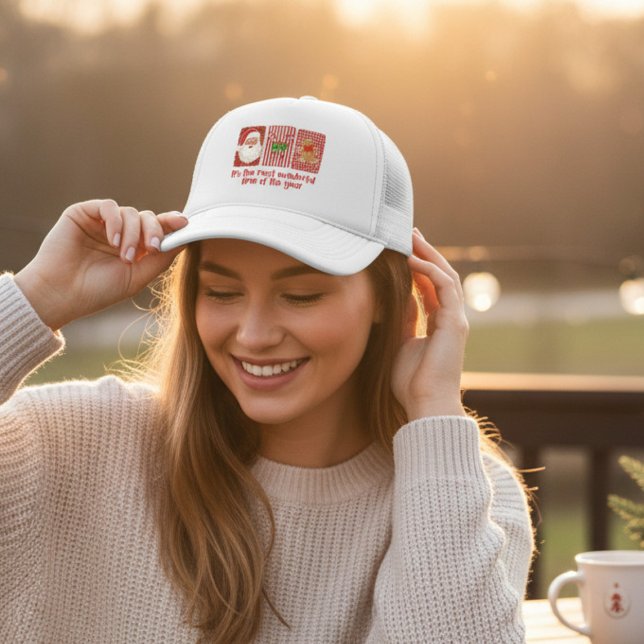 Coquette Christmas Santa Candy Canes Gingerbread Trucker Hat (Creator Uploaded)