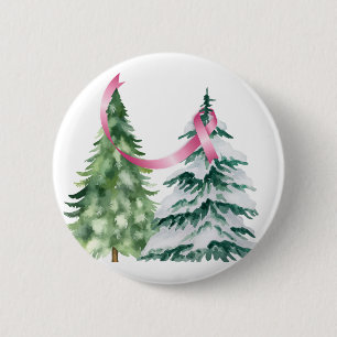 Coquette Christmas Tree, Breast Cancer Awareness 6 Cm Round Badge