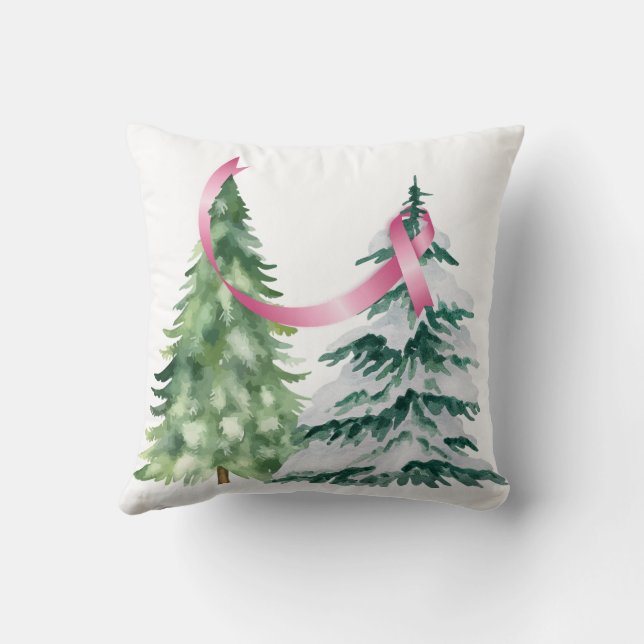 Coquette Christmas Tree, Breast Cancer Awareness Cushion (Back)