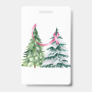Coquette Christmas Tree, Breast Cancer Awareness ID Badge