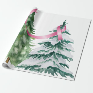 Coquette Christmas Tree, Breast Cancer Awareness Wrapping Paper