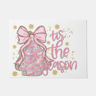 Coquette Christmas Tree Cake Tis the Season Doormat