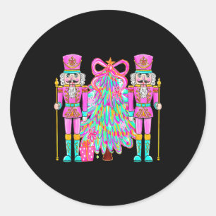 Coquette Christmas Tree Nk Nutcrackers Xmas Women Classic Round Sticker