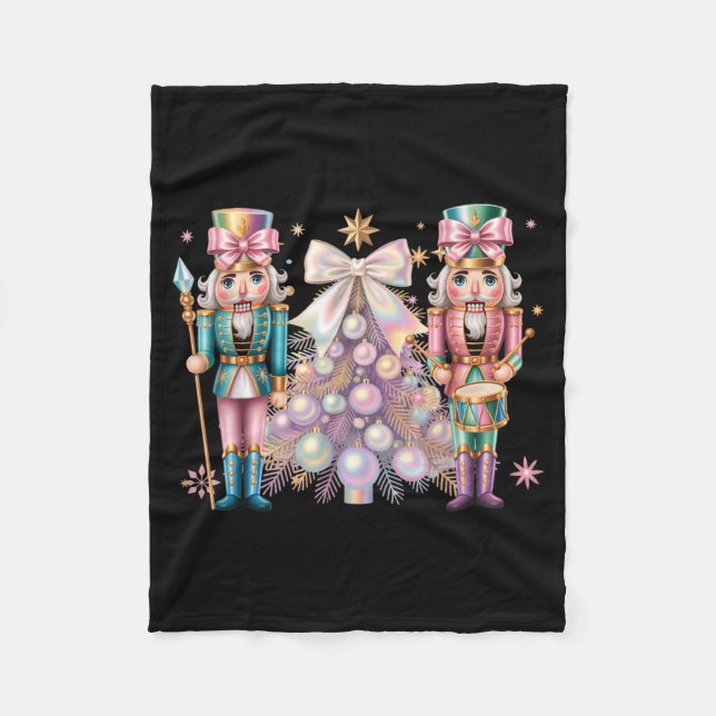 Coquette Christmas Tree Nutcrackers Ballet Xmas Wo Fleece Blanket (Front)