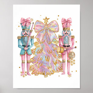 Coquette Christmas Tree Pink Nutcrackers Women Kid Poster