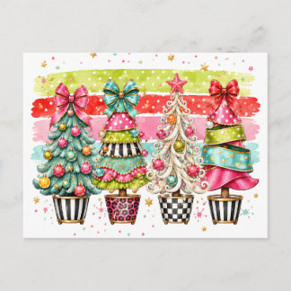 Coquette Christmas Trees Holiday Postcard