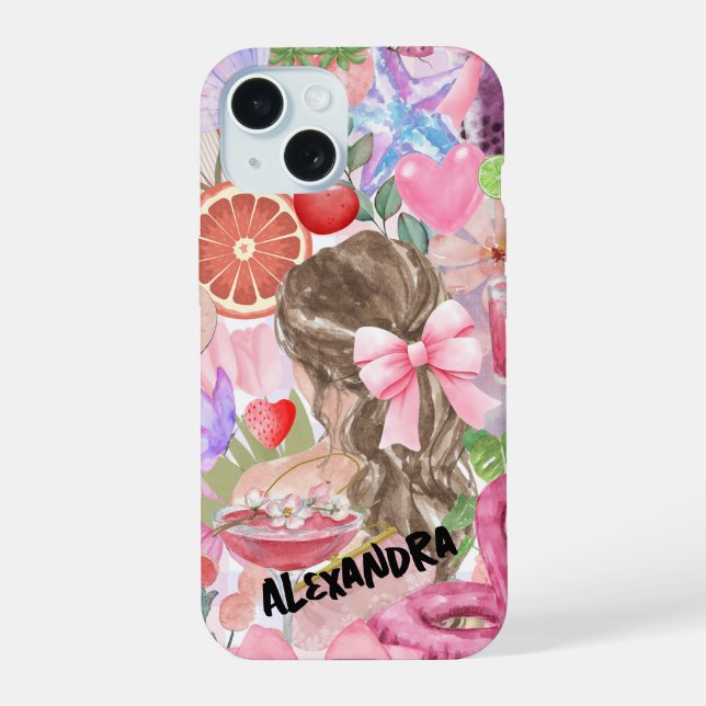 Coquette Collage, Pink & Girly Cute Phone Case (Back)