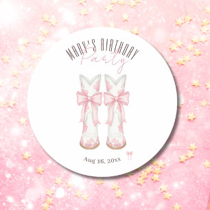 Coquette Cowgirl Birthday Party Classic Round Sticker