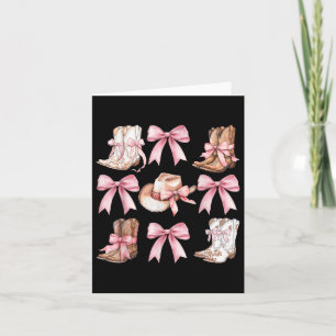 Coquette Cowgirl Boots With Pink Bows Aesthetic Y2 Card