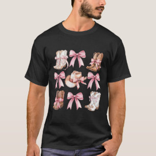 Coquette Cowgirl Boots With Pink Bows Aesthetic Y2 T-Shirt