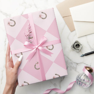 Coquette Cowgirl Lucky Horseshoe Wrapping Paper