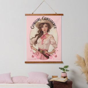 Coquette Cowgirl Western Fashion Portrait Hanging Tapestry