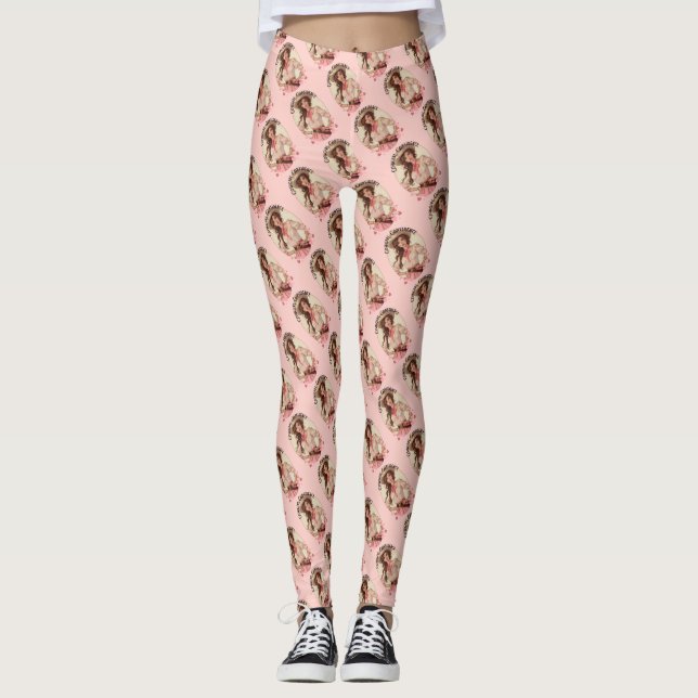 Coquette Cowgirl Western Fashion Portrait Leggings (Front)