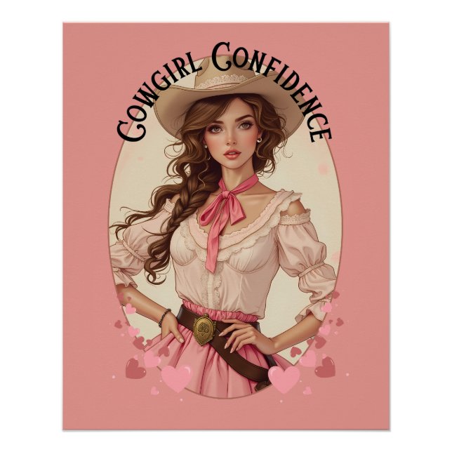 Coquette Cowgirl Western Fashion Portrait Poster (Front)