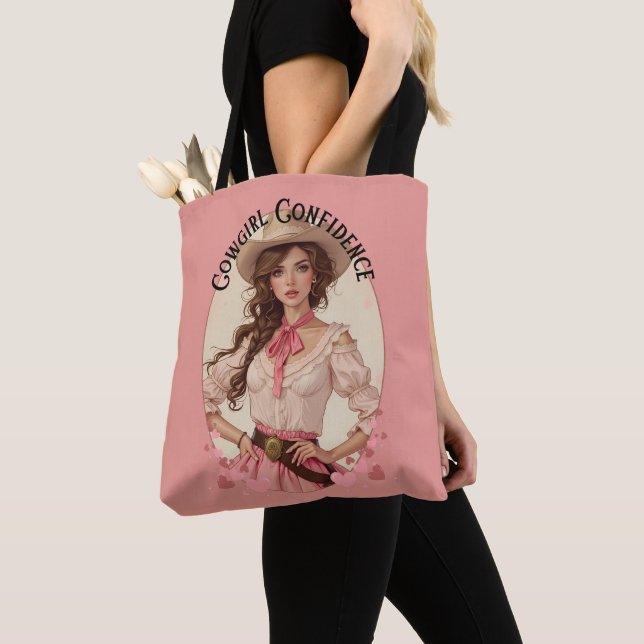 Coquette Cowgirl Western Fashion Portrait Tote Bag (Close Up)