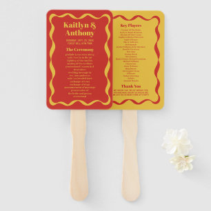 Coquette Curvy Ribbon Retro Wedding Program Hand Fan